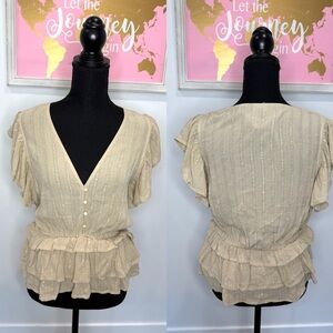 Express Nude V-Neck Blouse